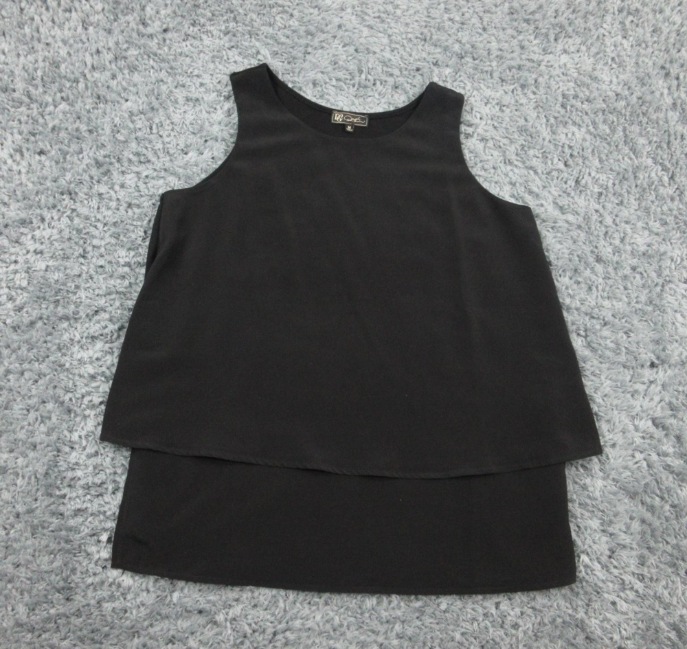 DG2 Diane Gilman Shirt Womens Medium Black Sleeveless Layered Top Tank Blouse
